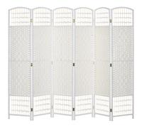 HOMCOM 6 Panel Folding Room Divider, Privacy Screen, Paravent Partition Separator for Living Room, Bedroom, White