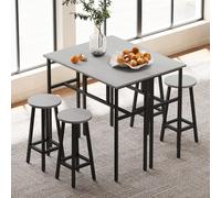 HOMCOM 6-Piece Industrial Bar Table Set, 2 Breakfast Tables with 4 Stools in Grey HOMCOM Grey