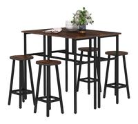 6-Piece Industrial Bar Table Set, 2 Breakfast Tables with 4 Stools HOMCOM Brown One Size