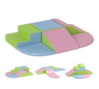 HOMCOM 6 Piece Kids Soft Play Set for Toddler 1-3 Years Old Pink