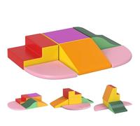 HOMCOM 6 Piece Kids Soft Play Set for Toddler 1-3 Years Old Red