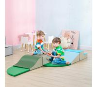 HOMCOM 6 Piece Soft Play Equipment for Kids Climb and Crawl - 6 Piece - Green and Blue