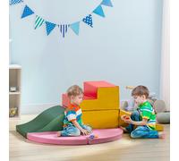 HOMCOM 6 Piece Soft Play Equipment for Kids Climb and Crawl, Red