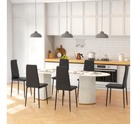 HOMCOM 6-Pieces Dining Chairs, Faux Leather Kitchen Chairs, Black