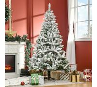 Homcom 6' Snow Flocked Artificial Christmas Tree 750 Realistic Branches In Green Green 6ft