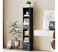 HOMCOM 6-Tier Bookcase with Drawer, Door Tall Narrow Bookshelf with Storage in Black HOMCOM Black