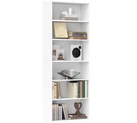Homcom 6 Tier Bookshelf, Freestanding Bookcase With Adjustable Shelves, White White