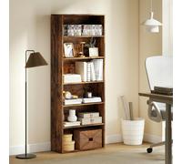 HOMCOM 6 Tier Bookshelf, Freestanding Bookcase with Adjustable Shelves - 60 x 24 x 158.5 cm - Rustic Brown - 1