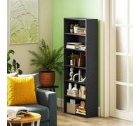 HOMCOM 6 Tier Bookshelf, Freestanding Bookcase with Adjustable Shelves, Black