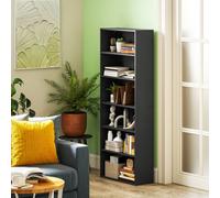 HOMCOM 6 Shelf Black Freestanding Bookshelf - Size: 158.5 cm x 24 x 60cm - Wilko