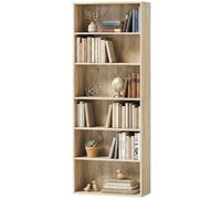 Homcom 6 Tier Bookshelf, Freestanding Bookcase With Adjustable Shelves, Oak In Natural Natural