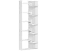 HOMCOM 6-Tier Bookshelf, Modern Bookcase with 11 Open Shelves, Freestanding Decorative Storage Shelving for Home Office and Study, White White