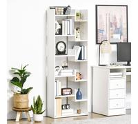 HOMCOM 6 Tier Bookshelf Modern Bookcase with 11 Open Shelves in White HOMCOM White