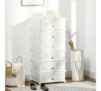 Homcom 6 Tier Shoe Rack Plastic Storage Cabinet Modular Shoe Tower White White One Size
