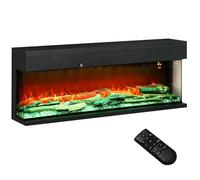 HOMCOM 60''/152cm 3-Sided Electric Fireplace Wall Mounted Recessed Black