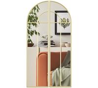 HOMCOM 60 x 120cm Arc Wall Mirror Large Decorative Glass Window Mirror with Metal Frame for Bedroom, Living Room, Hallway, Gold Tone