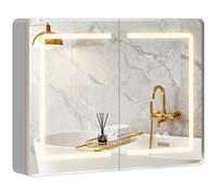 Homcom 60 X 80 Cm Led Bathroom Mirror Cabinet With Double-Sided Mirrors
