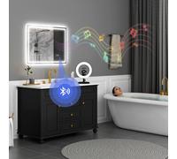 HOMCOM 600 x 800 mm Bathroom Mirror with Bluetooth Lights Demister Pad, Silver