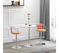 HOMCOM 60cm Adjustable Height Round Bar Table With Swivel Top Metal Frame White, White