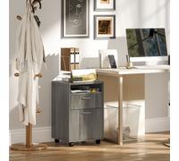 HomCom Filing Cabinet 60cm - Drawers & Open Shelf - Grey