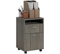 Homcom 60Cm Filing Cabinet With Drawers And Open Shelf, Grey, Grey