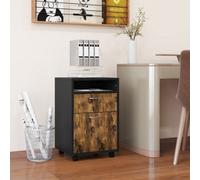 HOMCOM Single Door Single Drawer Rustic Brown Filing Cabinet - Size: 60.0 cm x 35.0 cm x 40.0 cmcm - Wilko