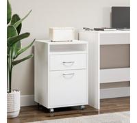 HOMCOM 60cm Filing Cabinet with Drawers and Open Shelf, Black - White