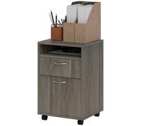 HomCom Filing Cabinet 60cm - Drawers & Open Shelf - Grey