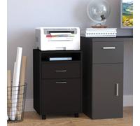Zennor Donati 2 Draw Filing Cabinet with Open Shelf & Wheels - Black, Black