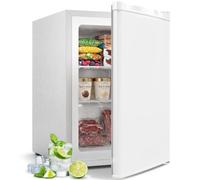 HOMCOM 60L Tabletop Mini Freezer with Removable Wire Shelves, White | Countertop Small Freezer with Reversible Door, Adjustable Temperature for Bedroom Home Office