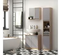 HOMCOM 60x60cm Under-Sink Storage Cabinet with Adjustable Shelf 2 Doors Cabinet - Grey, Grey