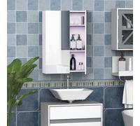 HOMCOM Wall-Mounted Mirror Cabinet – Double Door, Adjustable Shelf – 60 x 15 x 75 cm – White