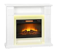 HOMCOM 6142 BTU Electric Fireplace with LED Flame Effect and Mantel, Adjustable Temperature, White Aosom UK