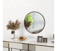 Homcom 61Cm Bathroom Mirror Round Wall Mirror For Living Room Bedroom In Black Black One Size
