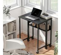 HOMCOM 63 cm Foldable Computer Desk on Wheels for Small Spaces Black HOMCOM Black