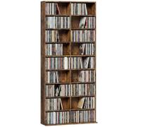 HOMCOM 640 CD/360 DVD Storage Unit 18 Compartments CD Tower Rustic Brown