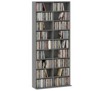 HOMCOM 640 CD/360 DVD Storage Unit, Blu-ray Media Storage Shelf, Grey | 18 Compartments, 14 Adjustable Shelves, CD Tower, Living Room, Bedroom, Office