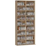 HOMCOM 640 CD/360 DVD Storage Unit with 18 Compartments, Nature Wood Finish