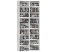 HOMCOM 640 CD/360 DVD Storage Unit with 18 Compartments, White | Blu-ray Media Storage Shelf, 14 Adjustable Shelves, CD Tower, Living Room, Bedroom, Office