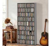 HOMCOM 640 CD Storage Unit 360 DVD Storage Tower w/ 18 Compartments Grey