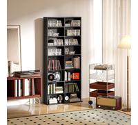 Homcom 640 Cd Storage Unit 360 Dvd Storage Tower W/ 18 Compartments In Black Black