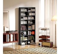 HOMCOM 18 Shelf Black DVD and CD Media Storage Unit - Size: 175 x 24 x 78.5 cm - Wilko