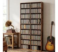 HOMCOM 640 CD Storage Unit 360 DVD Storage Tower w/ 18 Compartments Rustic Brown