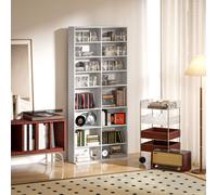 HOMCOM 640 CD/360 DVD Storage Unit, 430 Blu-ray Media Storage Shelf with 18 Compartments and 14 Adjustable Shelves, 175 cm Tall CD Tower Bookshelf Bookcase for Living Room, Office, White
