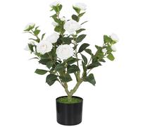 HOMCOM 65cm Artificial Camellia Flower Plant Realistic Silk Flowers White