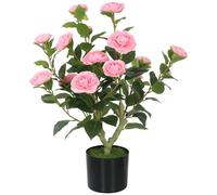 HOMCOM 65cm Artificial Camellia Flower Plant with 116 Lush Leaves - 65 - Pink