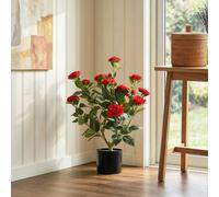HOMCOM 65cm Artificial Camellia Flower Plant with 116 Lush Leaves - 65 - Red