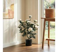 HOMCOM 65cm Artificial Camellia Flower Plant with 116 Lush Leaves in White HOMCOM White