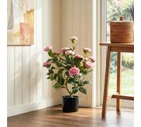 Homcom 65Cm Artificial Camellia Flower Plant With 116 Lush Leaves, Pink