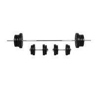 Homcom Dumbbells And Barbell Set With 65Kg Adjustable Weights For Home Gym In Black Black One Size